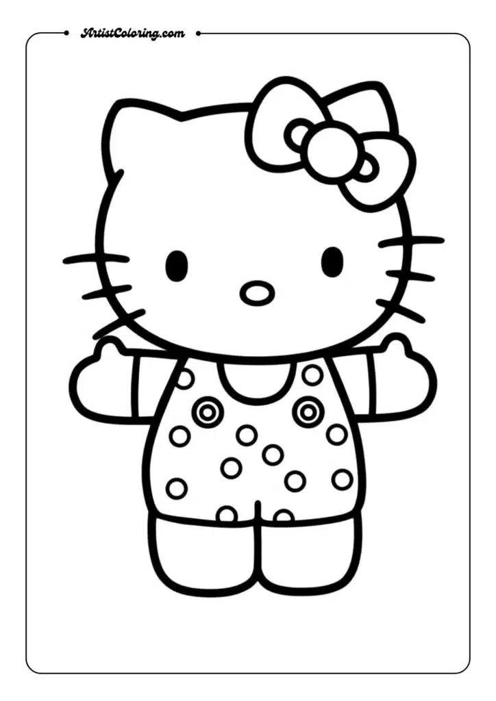 Hello Kitty Full Body Standing Coloring Pages