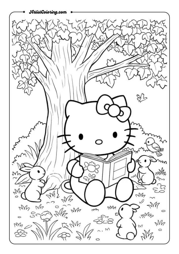 Hello Kitty Reading a Book