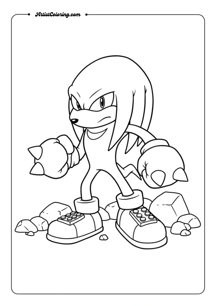 Knuckles Power Stance sonic cloring pages