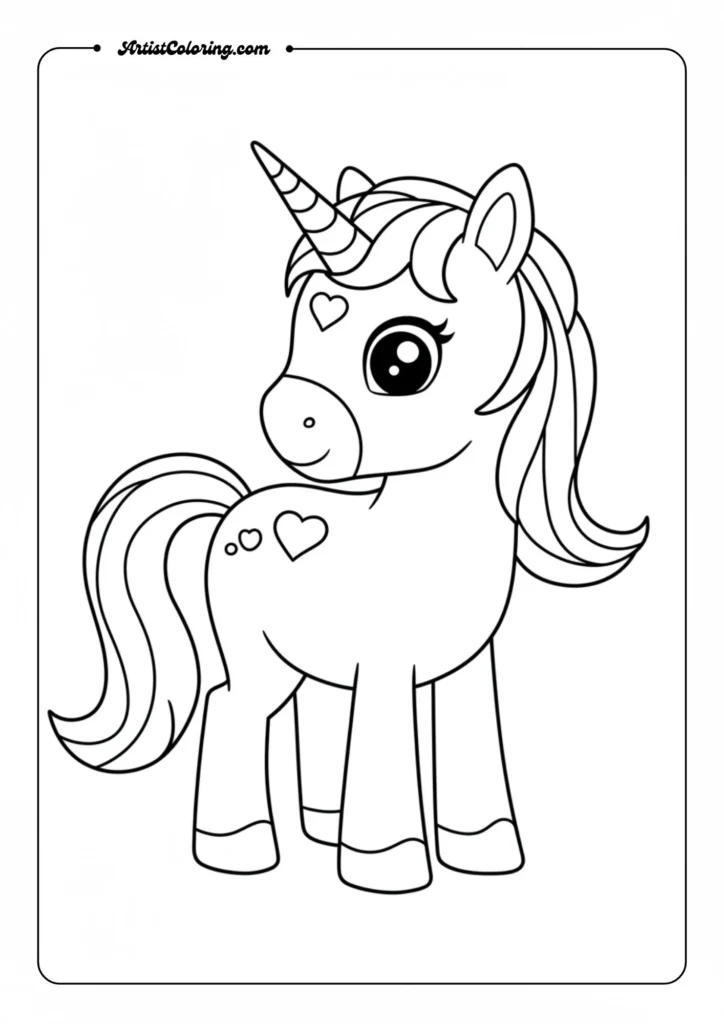 Sweetheart Unicorn Coloring Pages