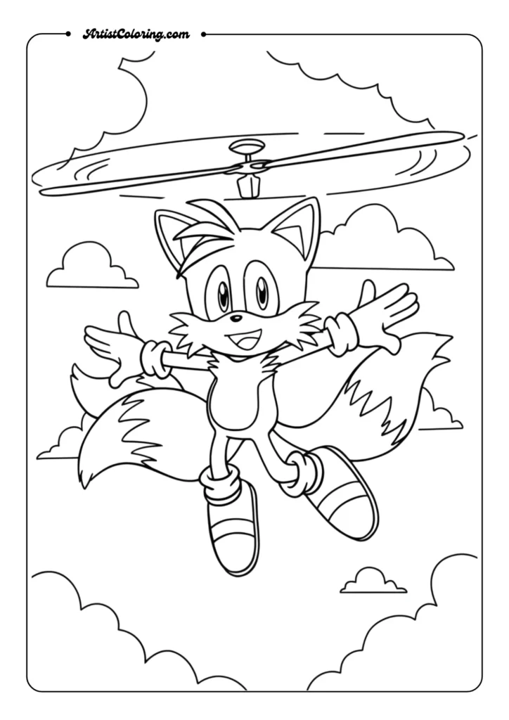 Tails in Flight Coloring Page