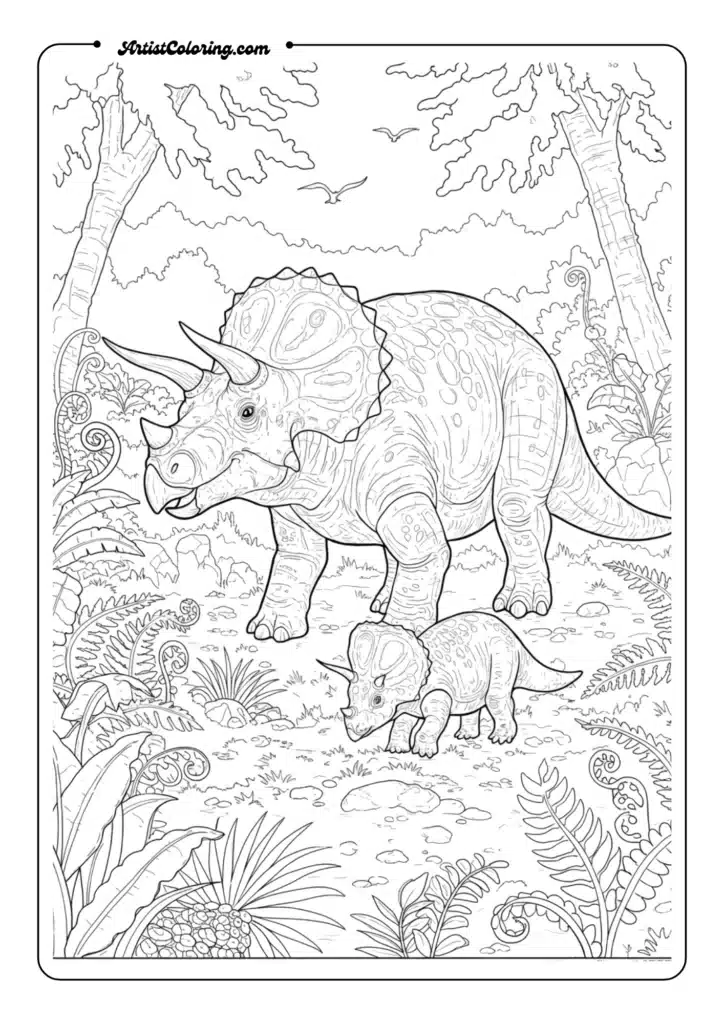 Triceratops Family Scene
