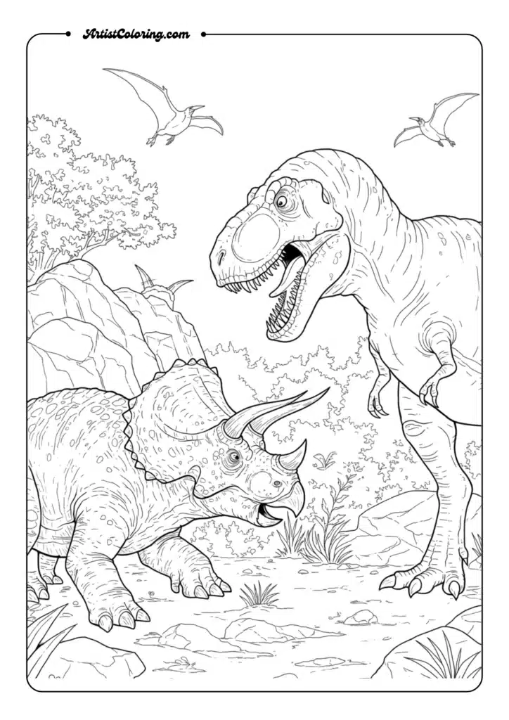 Triceratops vs T-Rex Battle
