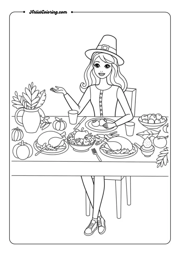 Barbie at dinner table