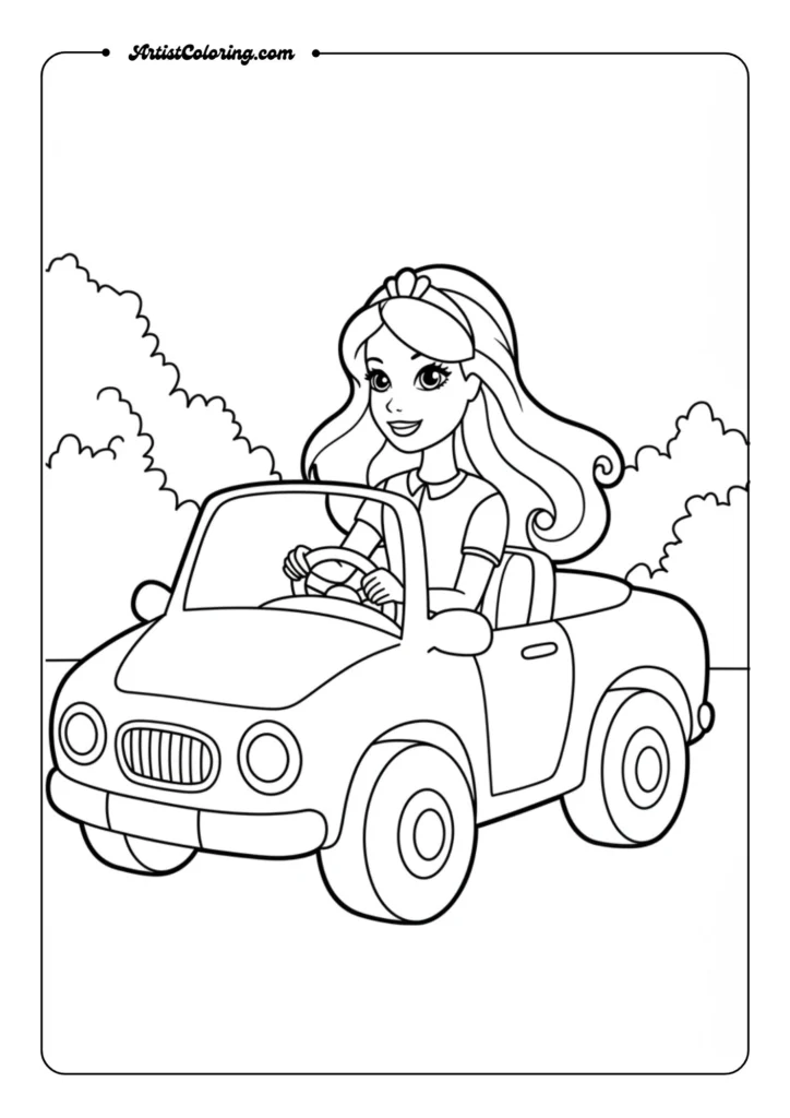 Barbie in convertible car