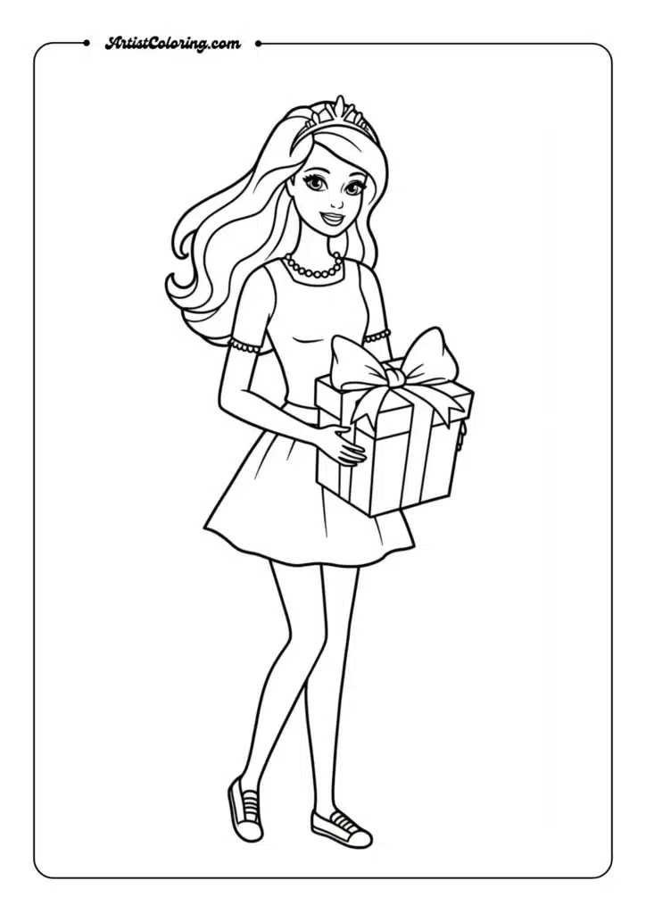 Barbie opening gift box