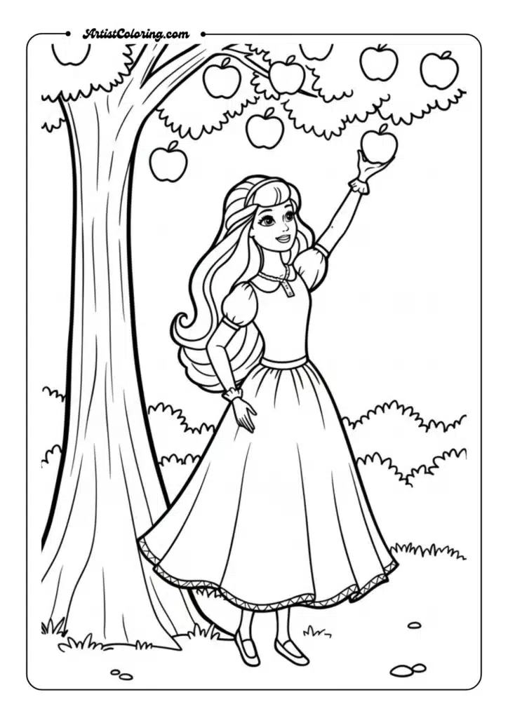 Barbie picking apples