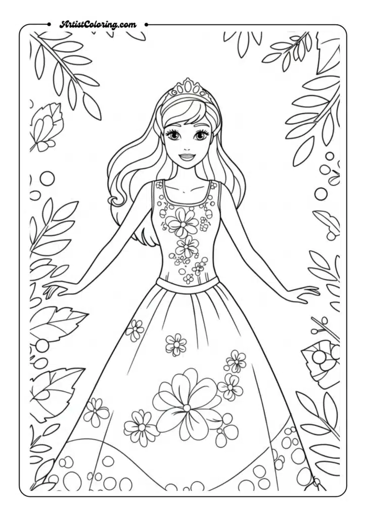 Barbie with autumn leaves
