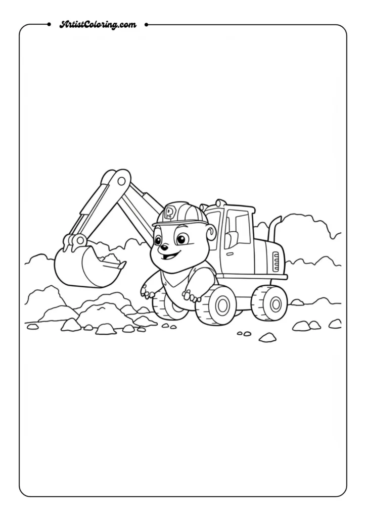 Rubble digging with his digger