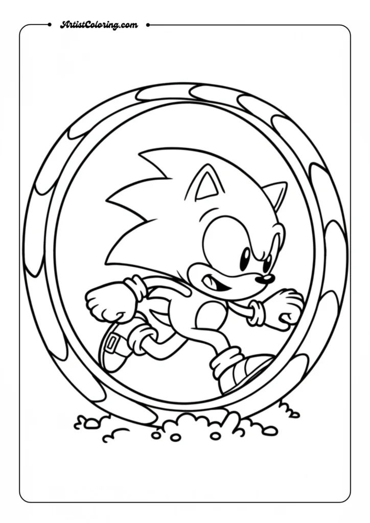 Sonic running through a loop