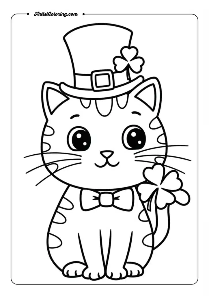 St. Patrick's Day Cat Coloring Pages