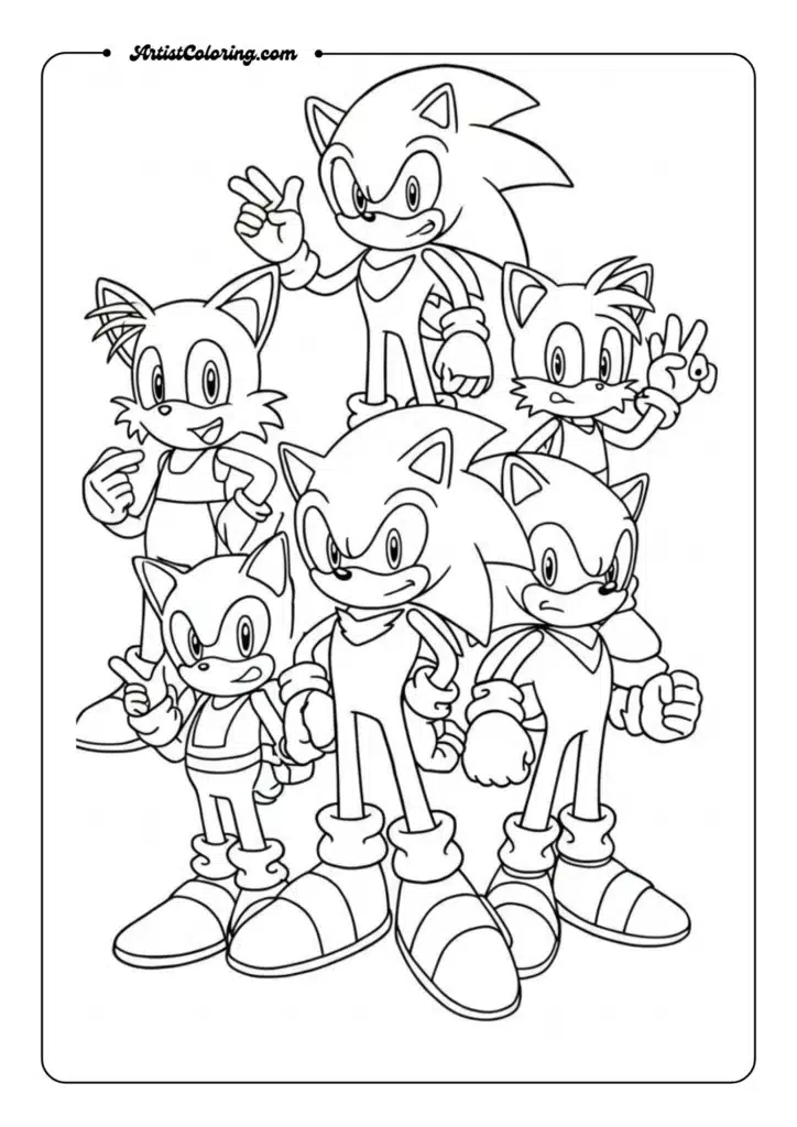 Team Sonic in heroic group pose