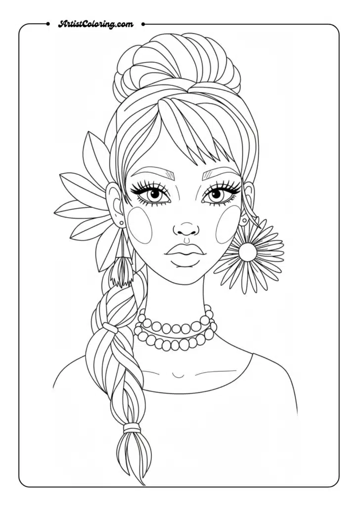 Art Hoe Aesthetic Cute Girl Coloring Pages